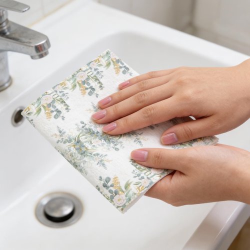 100PCS Greenery Paper Hand Towels for Bathroom, 3 Ply Disposable Hand Towels for Bathroom, Guest Towels Disposable Bathroom, Bathroom Napkins Guest Disposable for Party Decor (Guest Towel)
