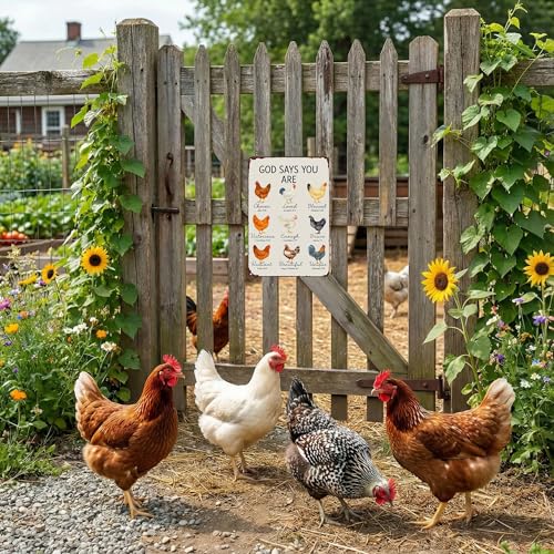 God Says You Are Amazing Chicken Tin Sign, 8x12 Farmhouse Wall Decor