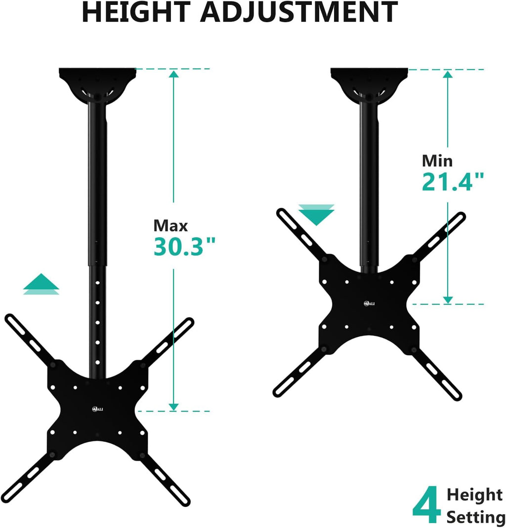 WALI Ceiling TV Mount - Adjustable Bracket for 26-65 Inch 4K TVs | Supports Up to 110 lbs, Black