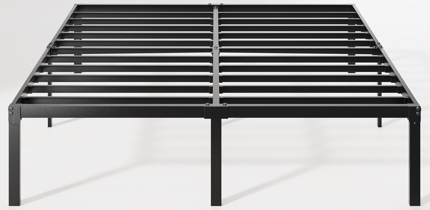 Allewie Full Size Bed Frame - 14-Inch Metal Platform Design with Storage Space | Easy Assembly, Black