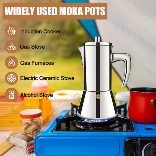 DITOSH 12 Cup Thickened 304 Stainless Steel Moka Pot Stovetop Espresso Maker Cafeteras Italian Percolator Espress Makers Capable Greca Mocha Coffee Machine for Induction Home and Camping 600ml 20oz