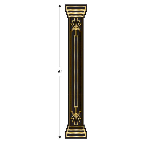 Beistle 4 Piece Roaring 20's Column Pull Down Cut Outs 1920's Theme Awards Night Party Decorations, Black/Gold