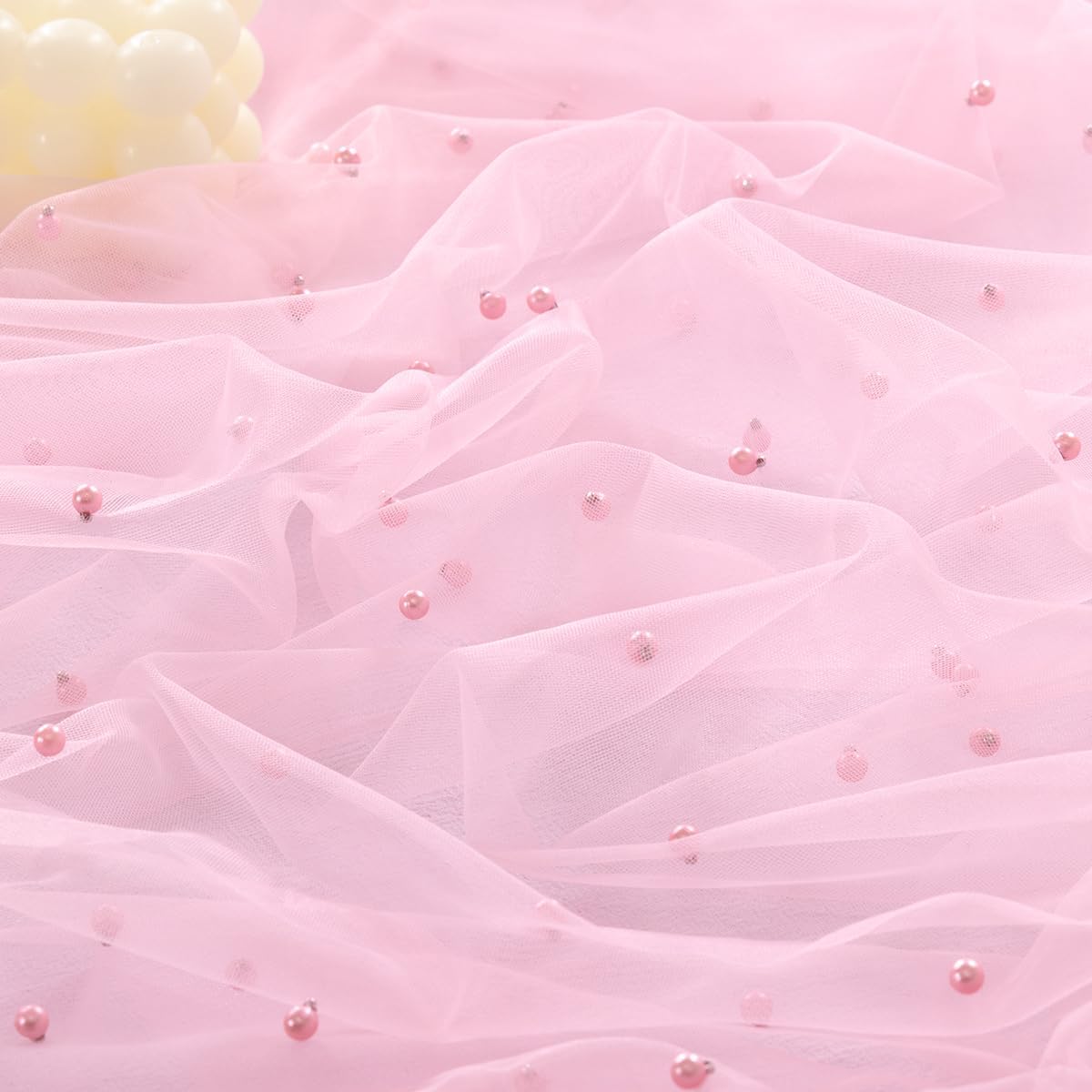 Socomi Pearl Table Runner - Tulle Pink Gauze for Spring & Easter | 10FT Dining & Party Decor