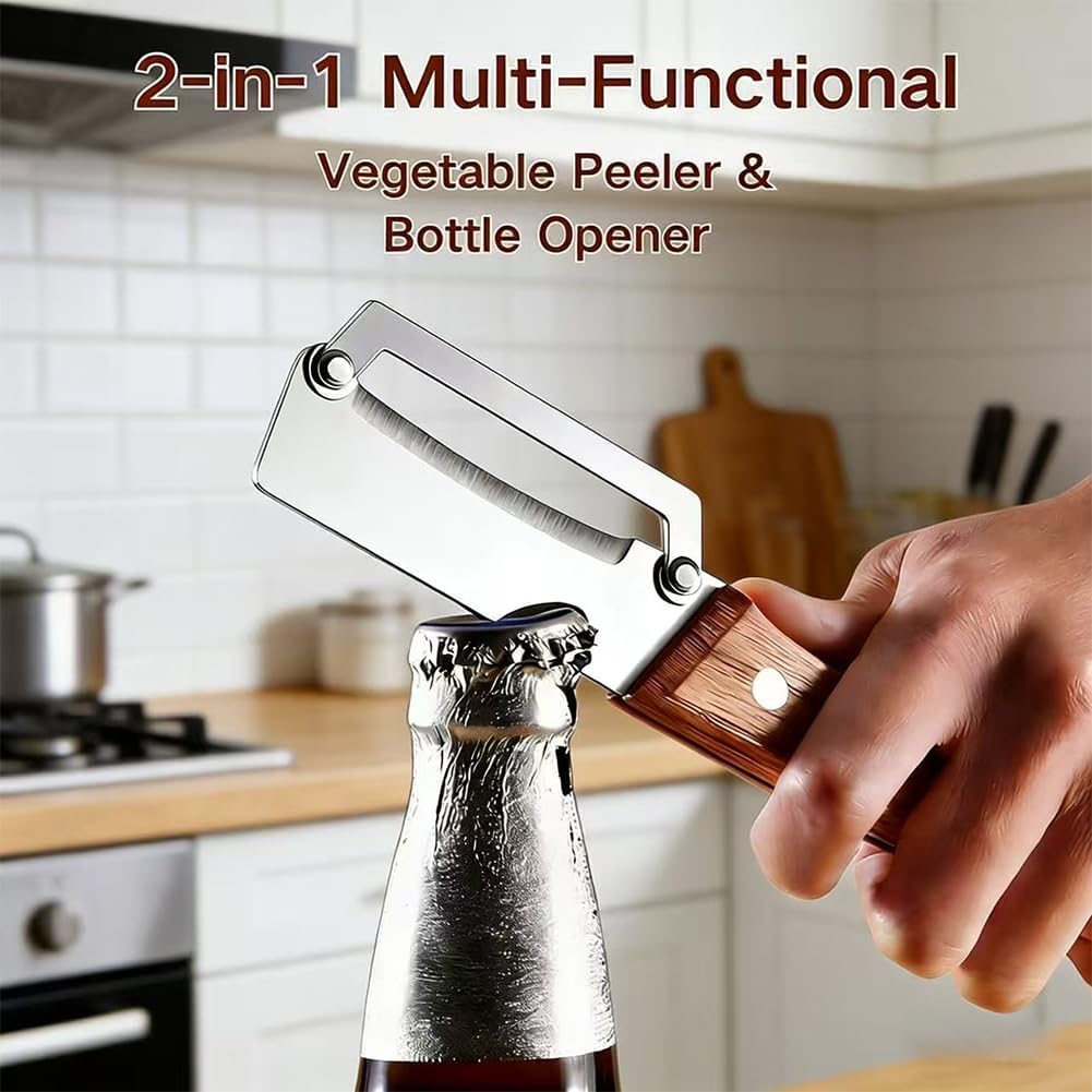 Skiennix Multifunctional Vegetable Peeler - 2-In-1 Stainless Steel Kitchen Tool with Bottle Opener | Ideal for Fruits & Veggies
