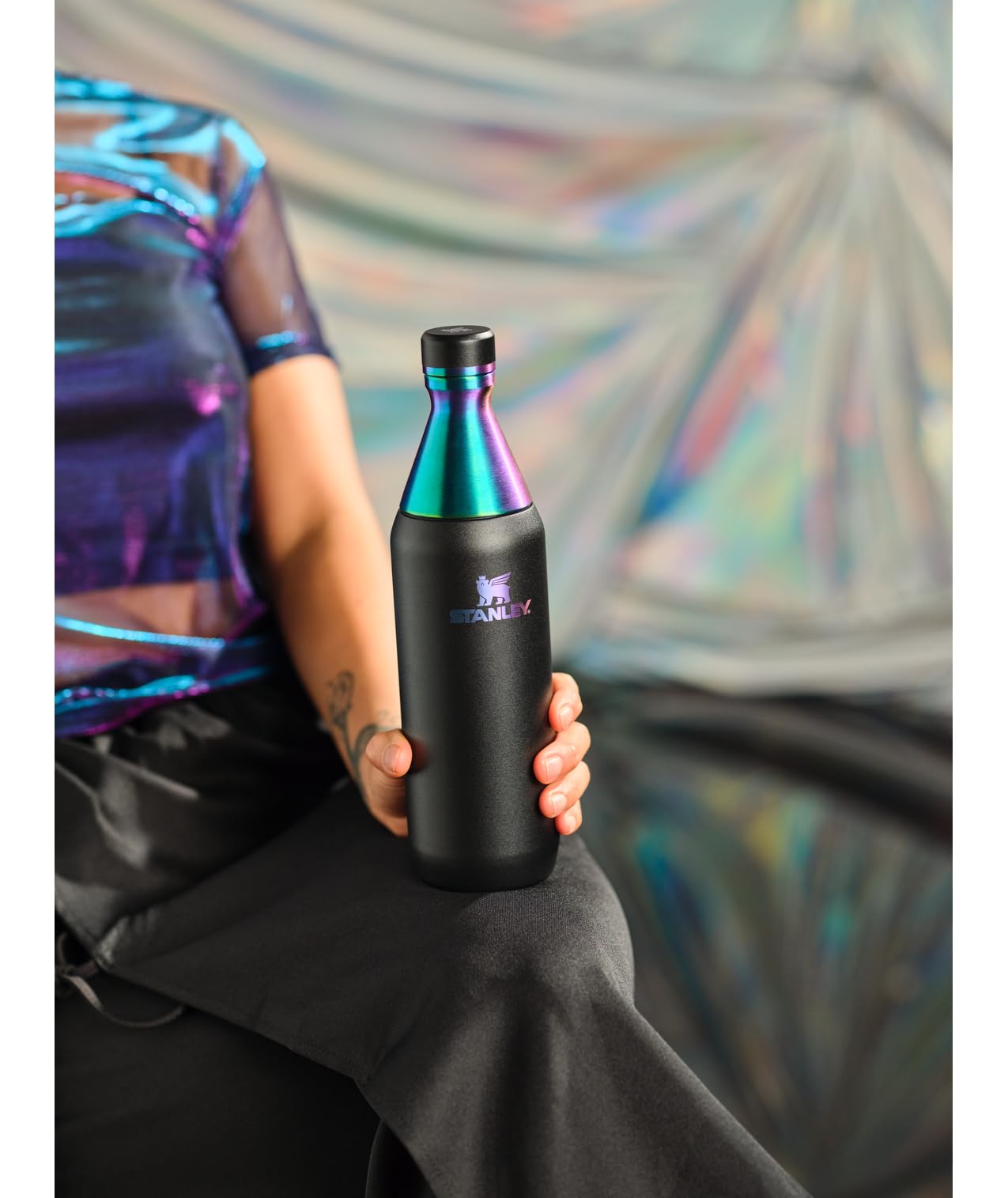 Stanley All Day Slim Bottle 20 oz | Twist On Lid with Leakproof Seal | Slim Design for Travel & Gym | Insulated Stainless Steel | BPA-Free | Black Chroma