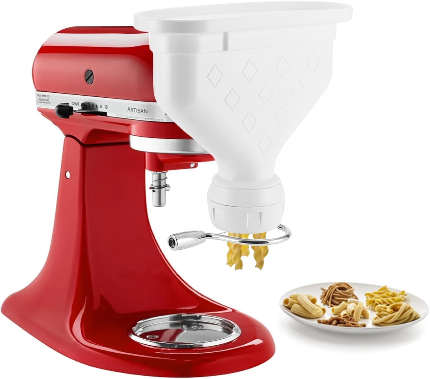 Kainasch 6-Piece Pasta Maker Attachment for KitchenAid Stand Mixer, Heavy Duty Homemade Pasta Press with Dual Feed Ports, Includes 6 Shaping Discs, Dishwasher Safe & Easy Clean Accessories