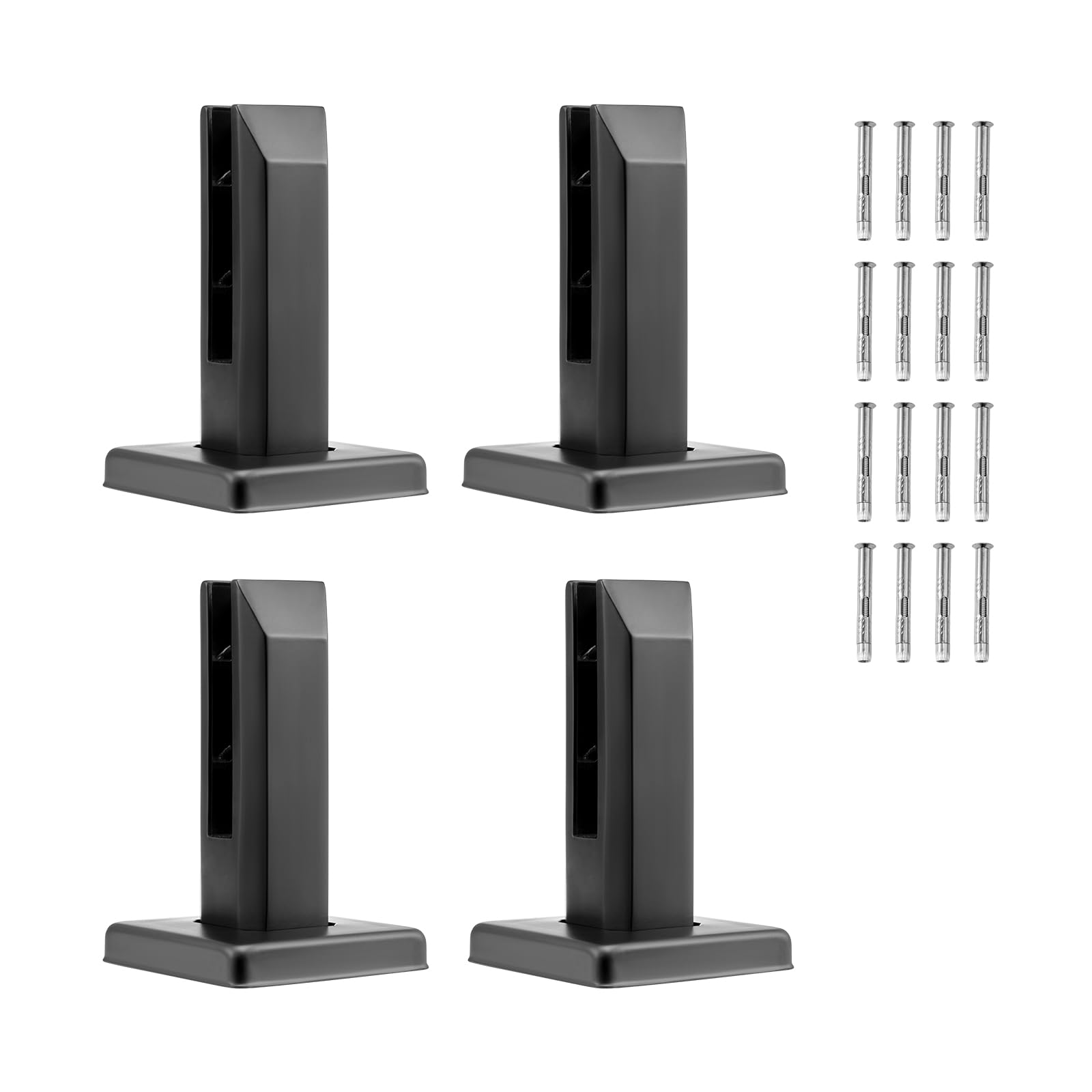 VEVOR Square Glass Railing Bracket - 4 PCS, 304 Stainless Steel, 5/16"-1/2" (8-12mm) Glass Clamp for Balcony, Garden, Deck, Stair