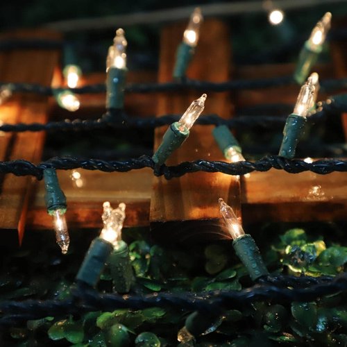 LAMPHOME Clear Warm White Christmas String Lights - 100 Count | 19.6Ft Waterproof Indoor/Outdoor Decor