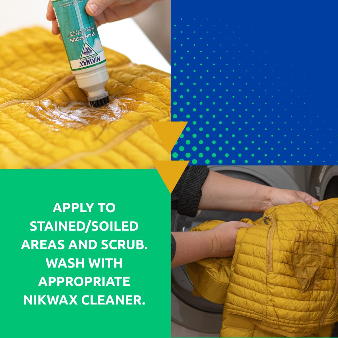 Nikwax Stain Scrub, Pre-Wash Treatment, Removes Stubborn Stains on Outdoor Clothing, Outerwear, Insulated and Down Jackets, Gore-Tex and other Waterproof Gear