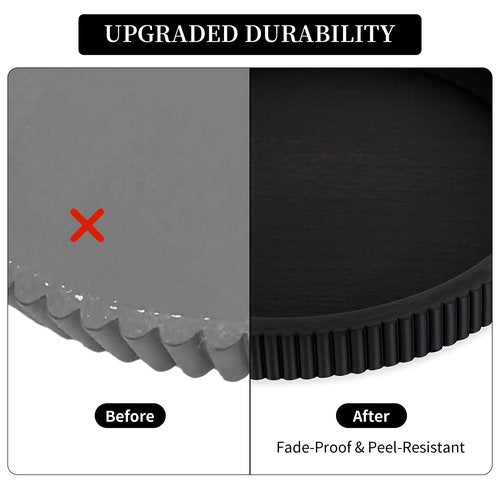 Hanobe Decorative Tray for Coffee Table: 12" Black Round Centerpiece Tray for Home Decor - Wood Modern Farmhouse Decor for Living Dining Room Kitchen Island Tabletop