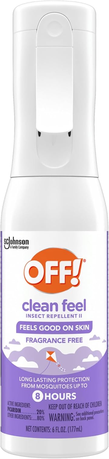 Off! Clean Feel Insect Repellent Spray - Fragrance-Free Picaridin Formula for Mosquito & Tick Protection | 6 oz