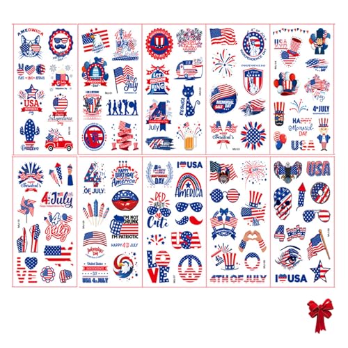Fourth of July Temporary Tattoos - American Flag & Patriotic Designs (90 Pcs)