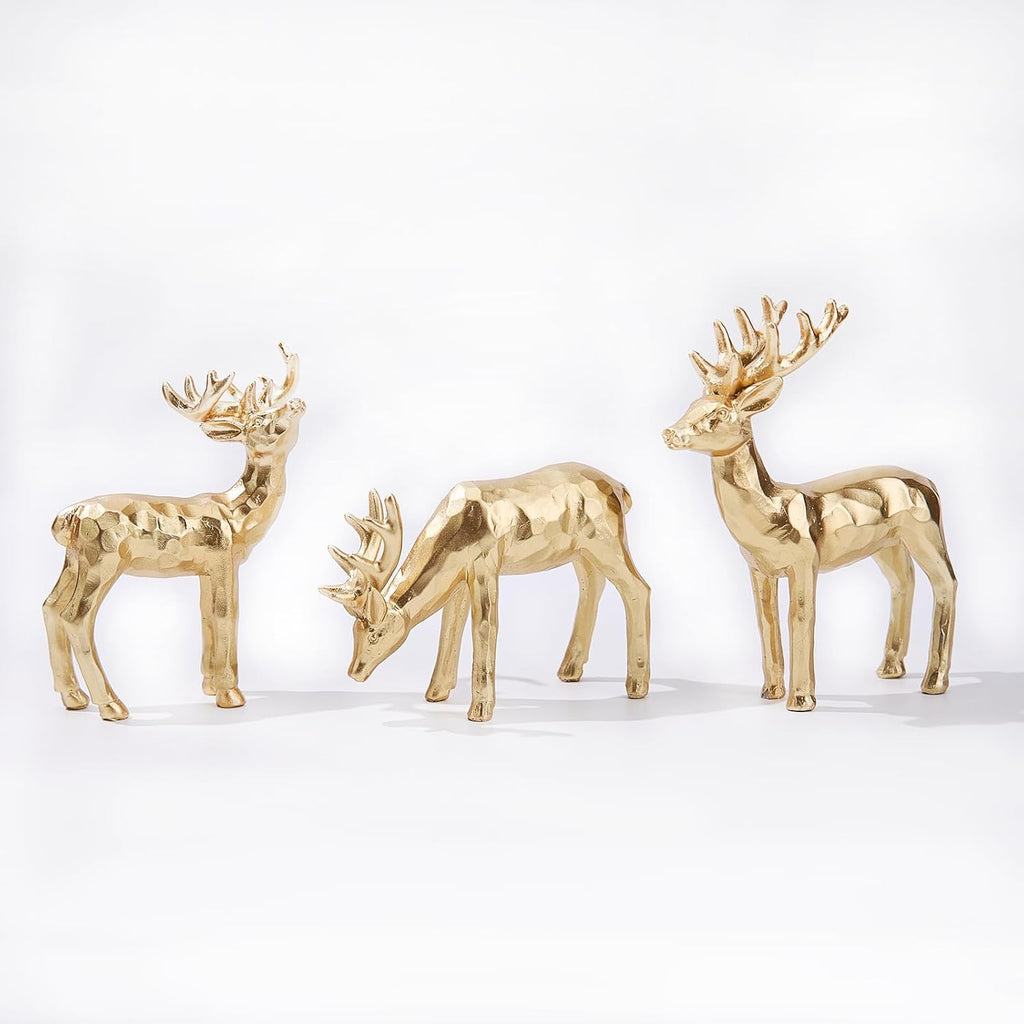 Regine Switzerland 3-Piece Resin Reindeer Figurines - Gold Christmas Tabletop Decor Set