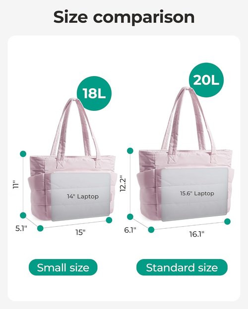 BAGSMART Lightweight Puffy Tote Bag - Stylish Shoulder Handbag with Compartments for Travel & Work | Quilted Design