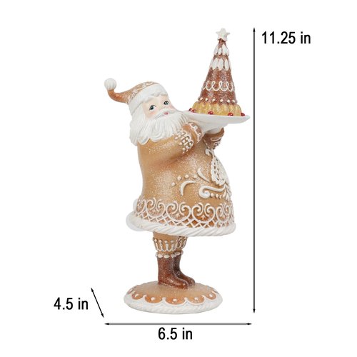 Braxio Gingerbread Christmas Decor Resin Gingerbread Santa Christmas Decorations Indoor Home Living Room Decor 6.5 * 4.5 * 11.25 Inch