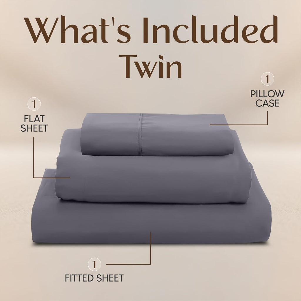 Utopia Bedding Twin Sheet Set - Soft & Breathable Microfiber | 3-Piece Bed Sheets in Grey