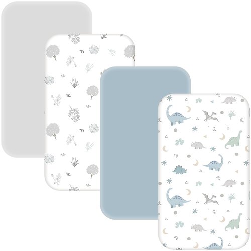 Angelbliss Bassinet Sheets - Ultra Soft & Skin-Friendly 33"x20" Fitted Sheets | 4 Pack for Boys & Girls