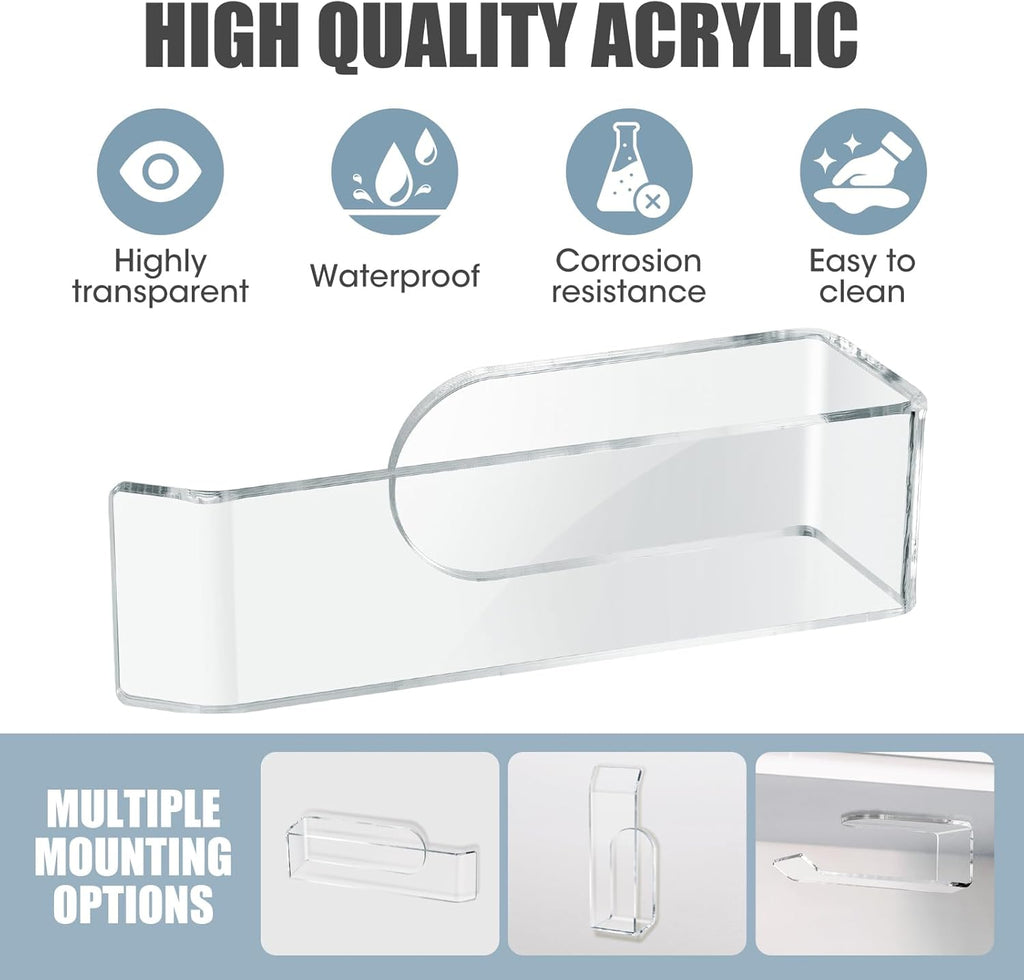 NiHome Clear Acrylic Hat Racks - Removable No-Drill Storage Organizer for Baseball Caps | 2-Pack
