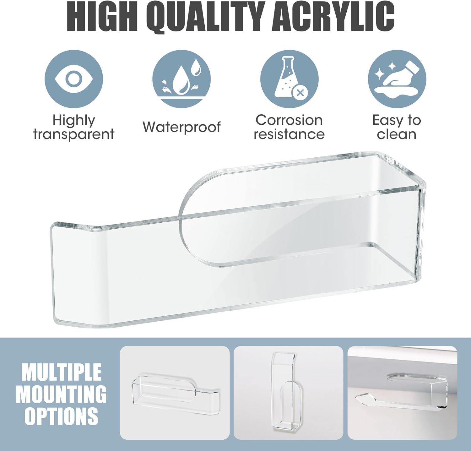 NiHome Clear Acrylic Hat Racks - Removable No-Drill Storage Organizer for Baseball Caps | 2-Pack