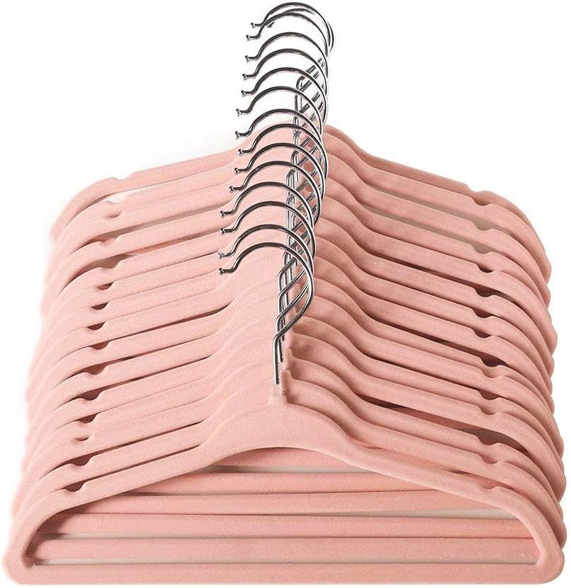 ManGotree Baby Hangers - Ultra Thin Non-Slip Kids Coat Hangers, 15 Pack in Light Pink
