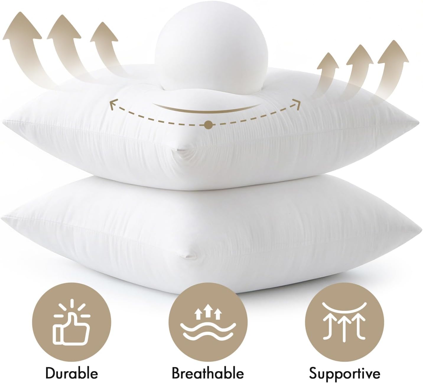 MIULEE Throw Pillow Inserts - Pack of 4, 18x18 Inch, 100% Virgin Microfiber Filling for Bed & Sofa