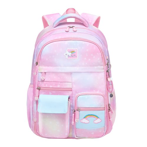 BYXEPA Girls Backpack, School Backpacks 16 * 11.5 * 6.7in for Girls, Cute Book Bag with Compartments for Girl Kid Students Elementary School, Pink