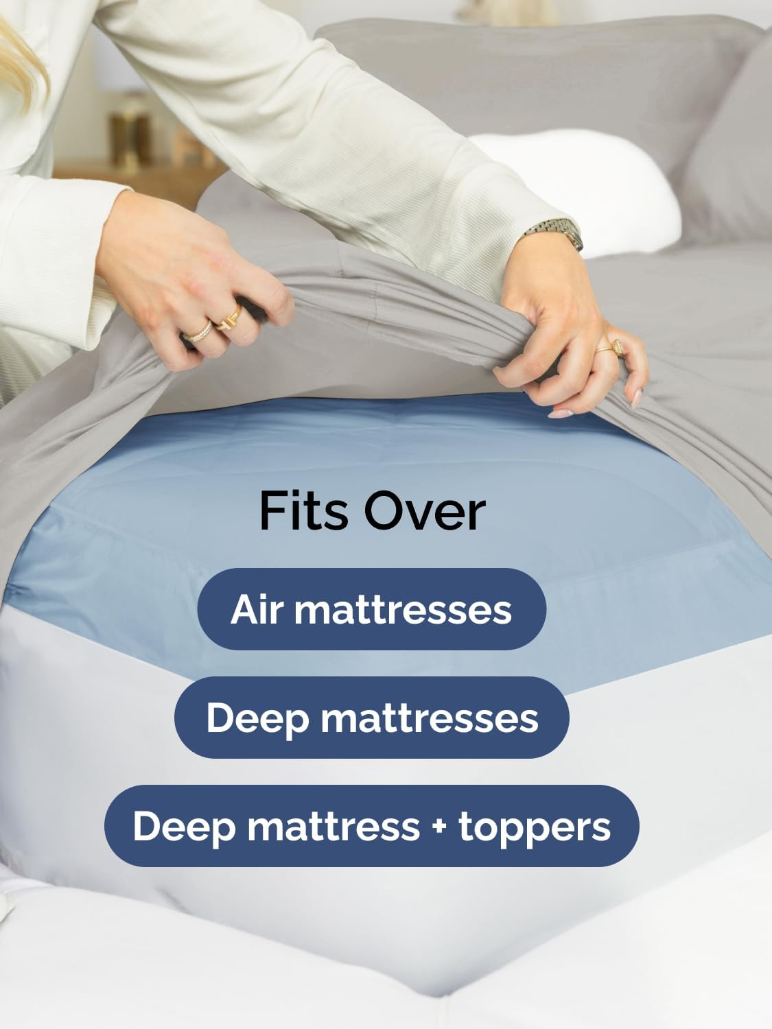 Skiennix Extra Deep Twin Sheet Set - 4 Piece Breathable Cooling Bedding - Soft Wrinkle-Free Light Grey