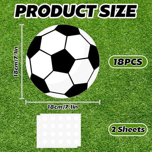18 Pcs Soccer Party Cutouts - 7-inch Double-Sided Cardstock Soccer.18