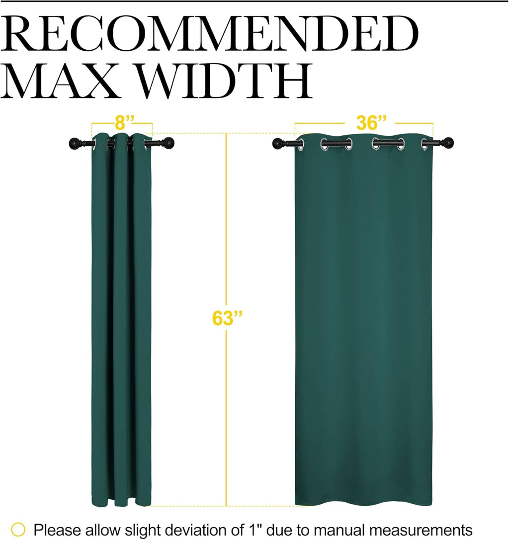 NICETOWN Thermal Insulated Blackout Curtains - Solid Grommet Design for Dining Room | Hunter Green, 42x63-Inch (1 Pair)