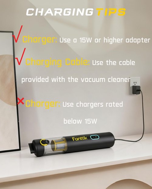 Fanttik Slim V8 APEX Cordless Car Vacuum - Upgraded Black Design for Powerful Cleaning