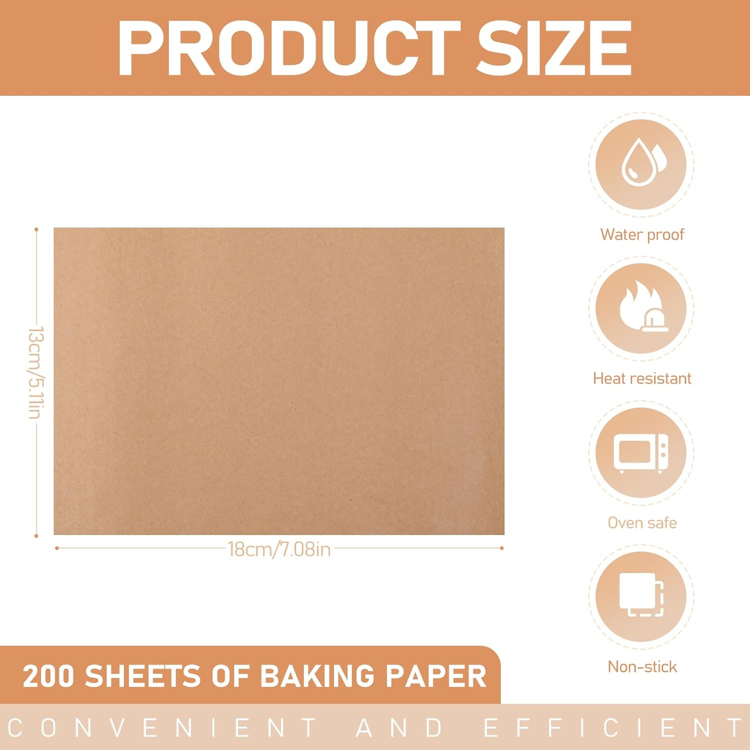 Skiennix Large Parchment Paper Sheets - 200 Pcs Heavy Duty Nonstick Baking Sheets | 13 x 18 Inch Brown Unbleached