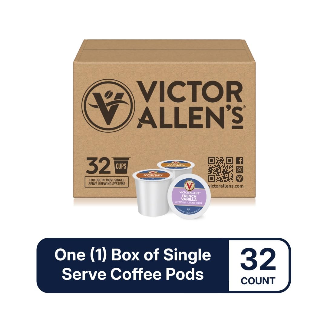 Victor Allen's Coffee Variety Pack - Single Serve Pods | French Vanilla, Caramel Macchiato & Hazelnut, 32 Count