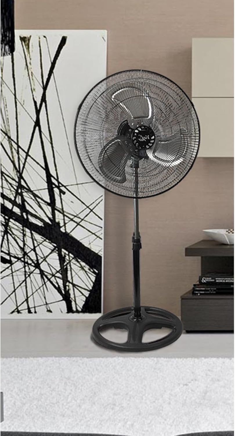 Vie Air 18-Inch Industrial Metal Stand Fan - Heavy Duty Oscillating Design in Black