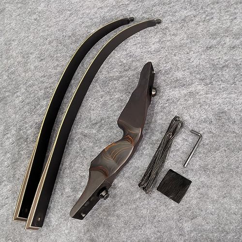 60" Black Hunter Takedown Recurve Bow 20-60 Lbs Traditional Wood Right Handed Bow American Hunting Longbow for Hunting Target Practice (Black Brown, 40 Lbs)
