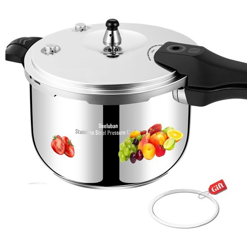 Small Pressure Cooker Stainless Steel, Deeluban 3.17 Quart Thickened Pressure Cooker with Safety Valves Safeguard Devices, Even Heat Distribution, Compatible with Gas & Induction Cooker 1-2 people Use