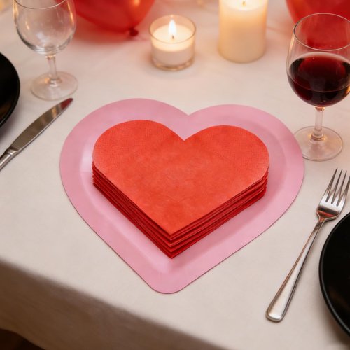 Veart Napkins, 100Pcs Valentines Day Napkins Red Disposable Paper for Valentine's Day Decoration,Wedding, Anniversaries, Birthday Party