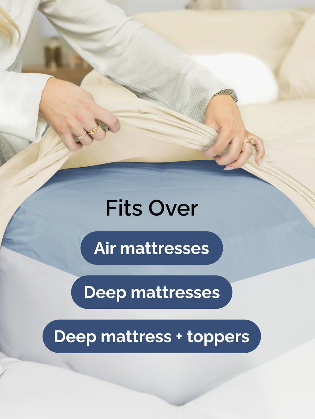 Skiennix Extra Deep Cal King Sheet Set - 6 Piece Breathable Cooling Bedding - Soft, Wrinkle-Free Off White