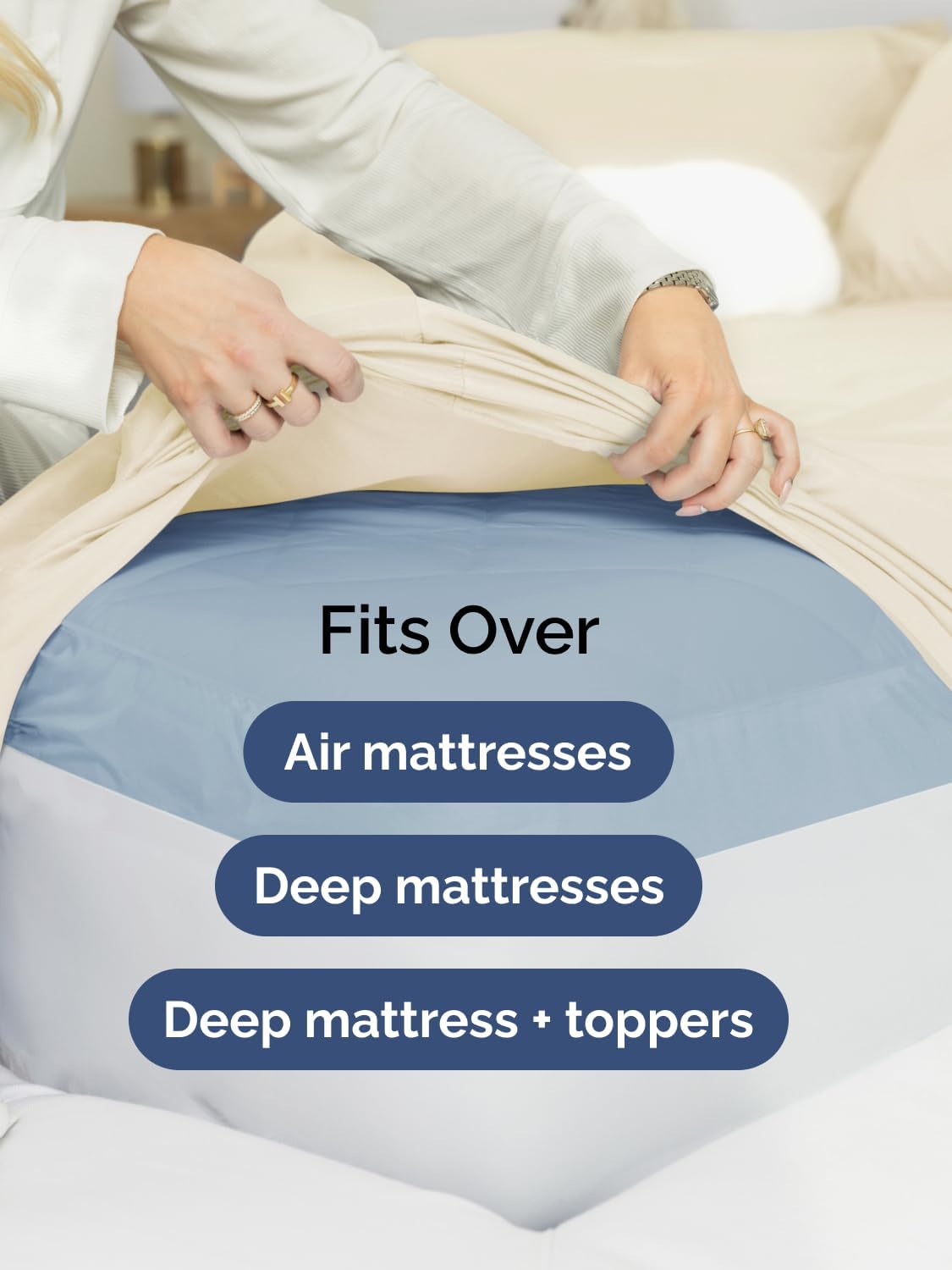 Skiennix Extra Deep Cal King Sheet Set - 6 Piece Breathable Cooling Bedding - Soft, Wrinkle-Free Off White