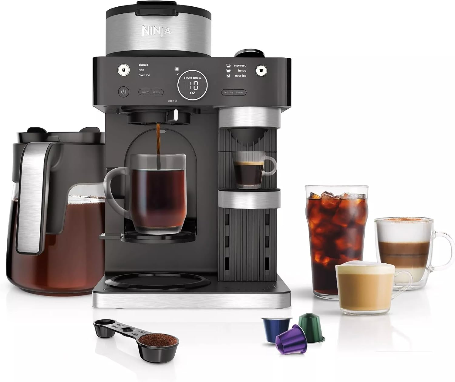 Ninja Refurbished CFN601 Espresso & Coffee Barista System - Single-Serve & 12-Cup Carafe with Frother