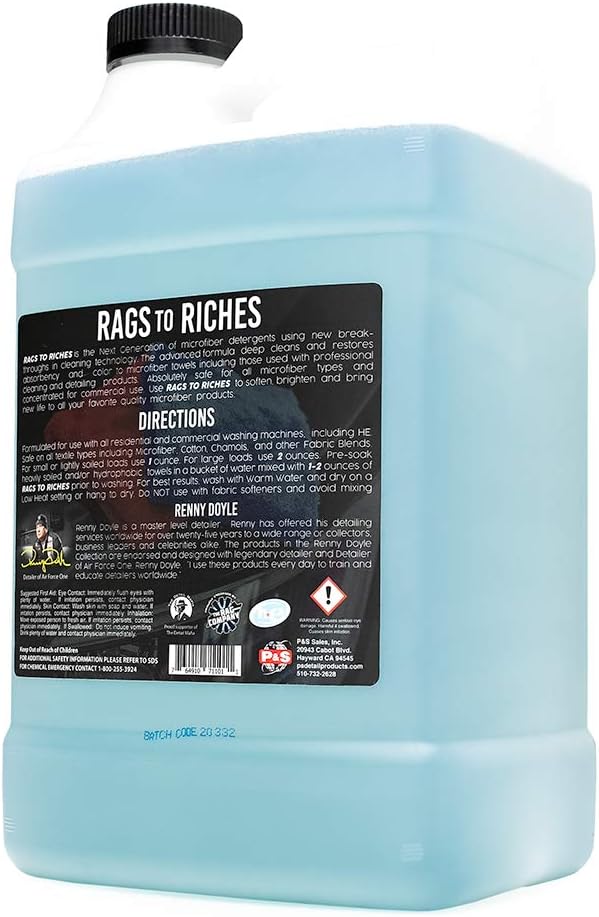 P & S Professional Detail Products - Rags to Riches Microfiber Detergent - Deep Cleans & Restores, 1 Gallon