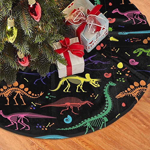 B TREE Dinosaur Christmas Tree Skirt 30 Inch Colorful Holiday Mat