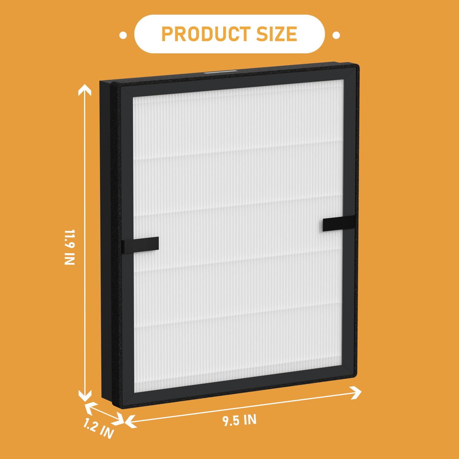 Allisfresh E-200 True HEPA Filter Replacement Compatible with Lunino E-200 Air Cleaner Purifier, 3-in-1 Filtration System with Activated Carbon Filter, 2 Pack White