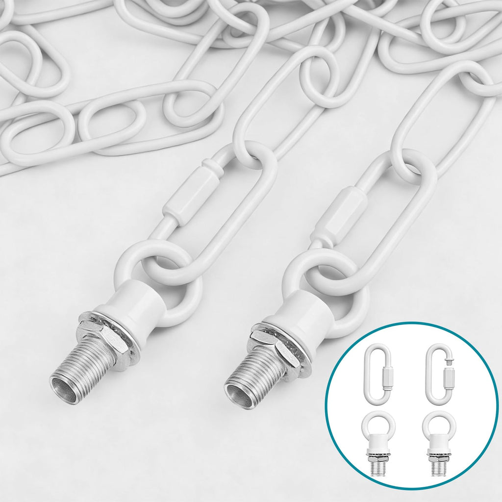 garini 10 Feet White Light Fixture Chain, Adjustable Metal Pendant Chandelier Chain Extension with Detachable Link, Maximum Load is 66 Pounds