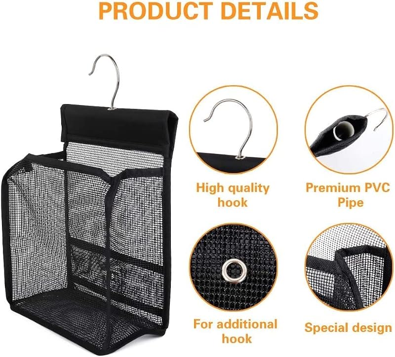 Mesh Shower Caddy with Hooks - Portable Bathroom Organizer for Dorm, Gym, Travel