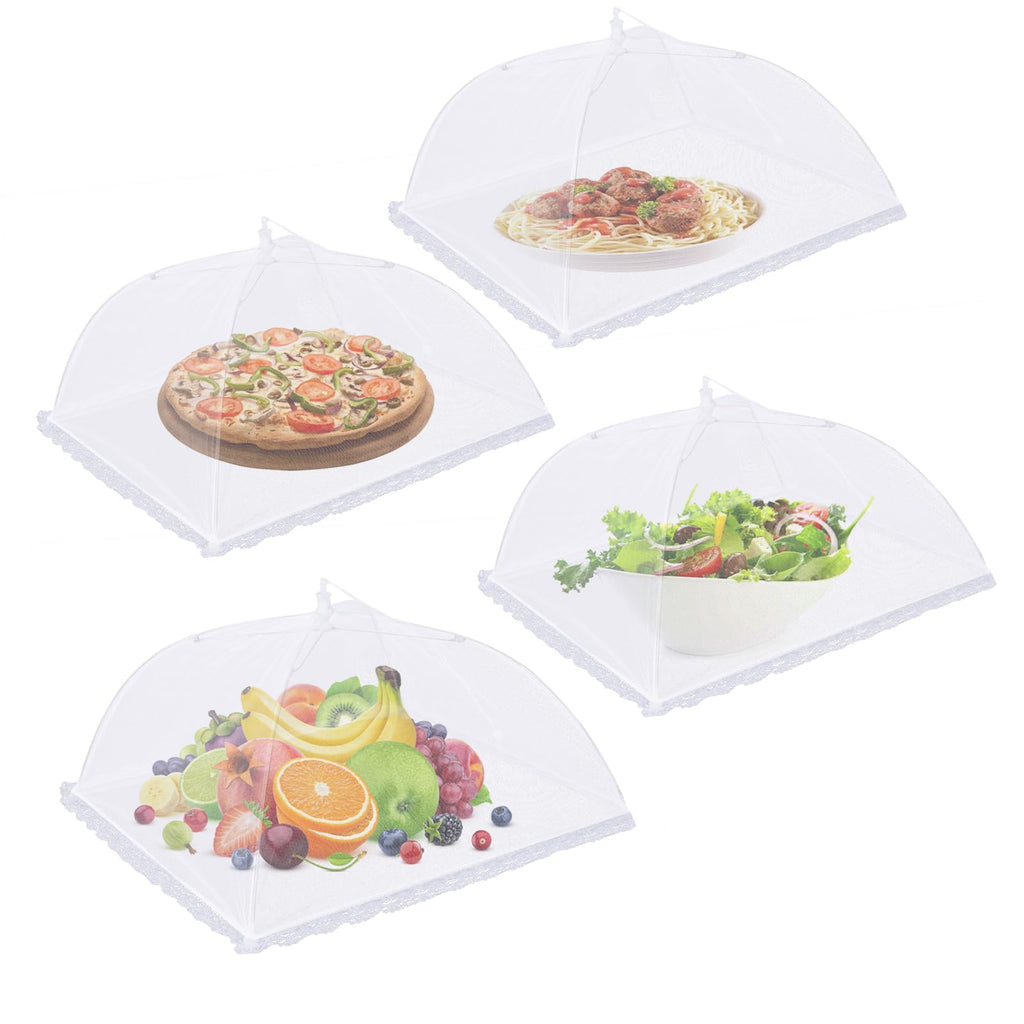 4 Pack Mesh Food Covers 14 inch, Large and Tall Food Covers, Pop-Up Mesh Food Covers Tent Umbrella for BBQs, Outdoors, Screen Tents, Parties Picnics