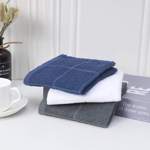 Glynniss Dishcloths | Highly Absorbent 100% Cotton Kitchen Dish Rags - 12 Pack in Gray