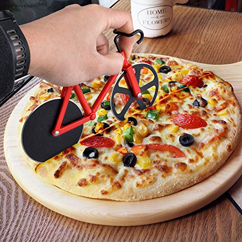 Ninonly Bicycle Pizza Cutter | Stainless Steel Slicer with Stand