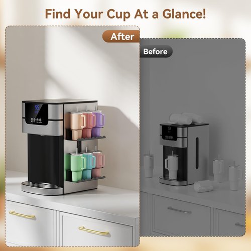 2 Pack Magnetic Cup Holder for Fridge, Water Bottle Organizer for Stanley 30&40 oz Tumbler Metal Stanley Cup Accessories Organizer for Home Kitchen Outdoor (Black)
