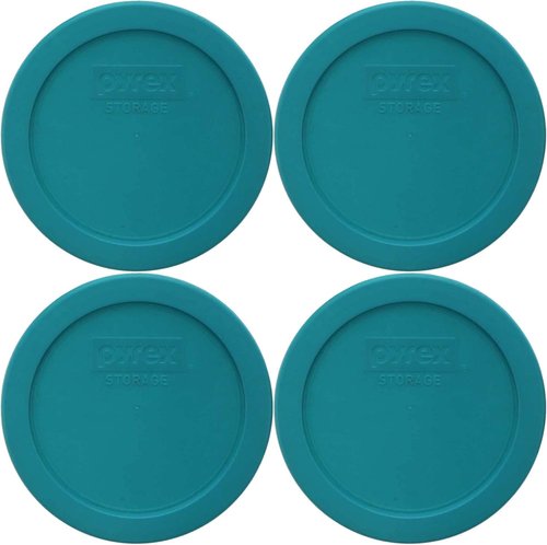 Pyrex 7201-PC 4 Cup Turquoise Food Storage Replacement Lid (4-Pack) - Made in USA