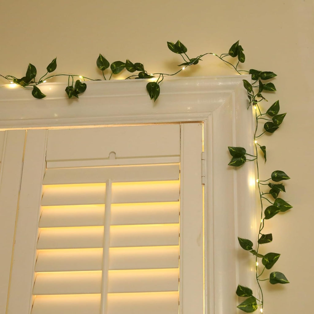 Skiennix 40ft LED Vine String Lights - 120 Fairy Lights with Timer & Remote | USB & Battery Operated - Warm White